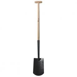 47 in. Wood Handle Curve Edge Carbon Steel Spade Shovel by Worth Garden